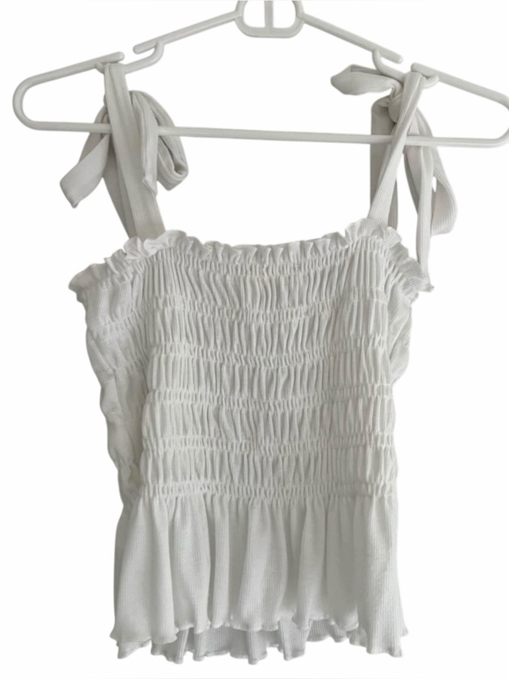 Alter’d State White Smocked Tie Strap Peplum Tank Top Cottagecore S - Picture 4 of 7